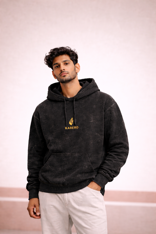 Acid Washed Hoodie Black